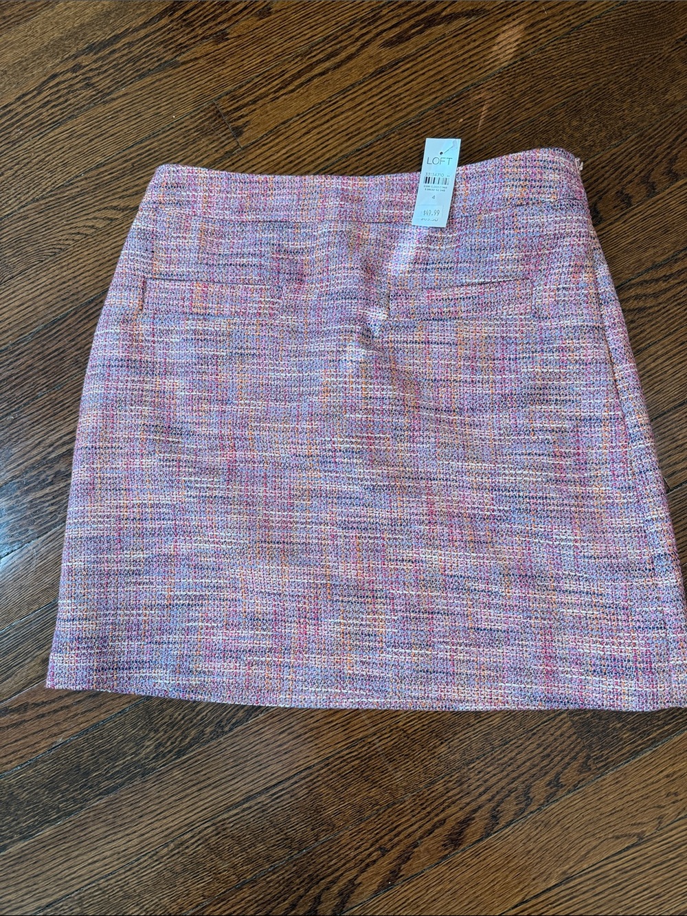 LOFT Pink Multicolor Tweed Mini Skirt NWT